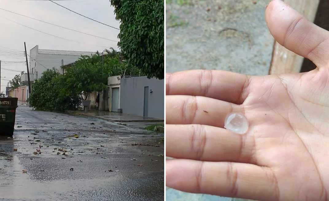 Ventania, granizo e muita chuva marcam chegada de frente fria em Porto Velho