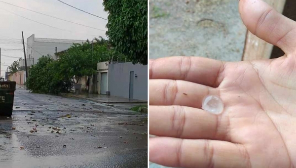 Ventania, granizo e muita chuva marcam chegada de frente fria em Porto Velho