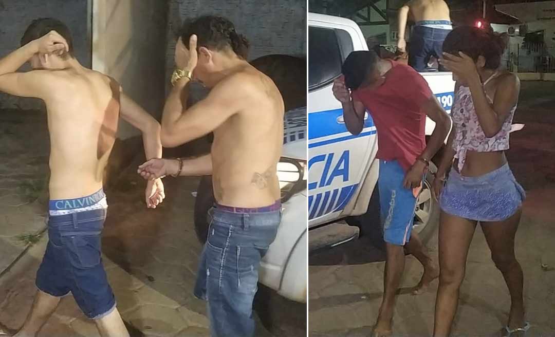 Polícia prende três pessoas, apreende menor e drogas e fecha boca de fumo