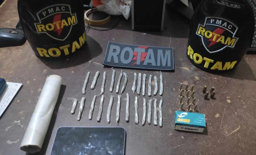 Policiais militares da Rotam desarticulam ponto de venda de drogas e apreendem munições