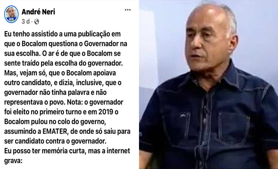 Advogado André Neri posta vídeo em que Bocalom diz que Gladson Cameli não tem palavra