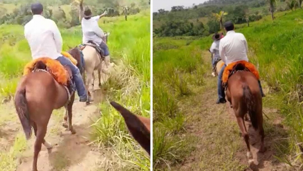 Deputado federal Jesus Sérgio anda a cavalo para visitar comunidade rural de difícil acesso