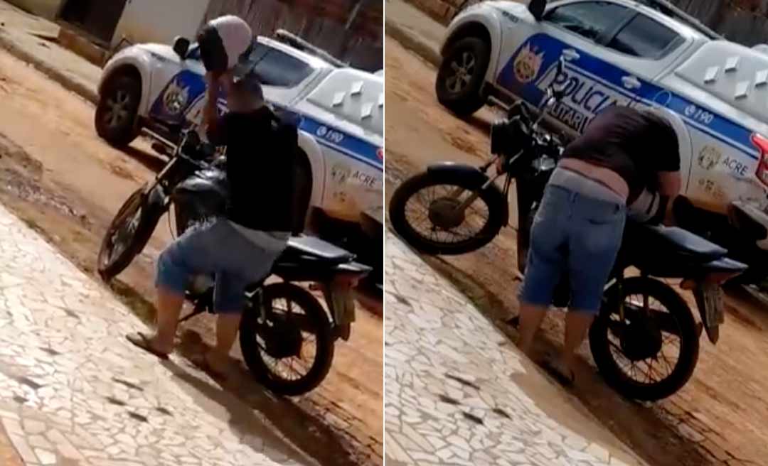 Homem destrói a própria moto ao ser apreendida por policiais militares no Acre