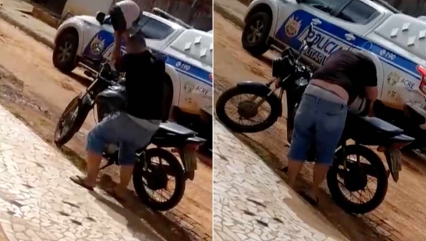 Homem destrói a própria moto ao ser apreendida por policiais militares no Acre