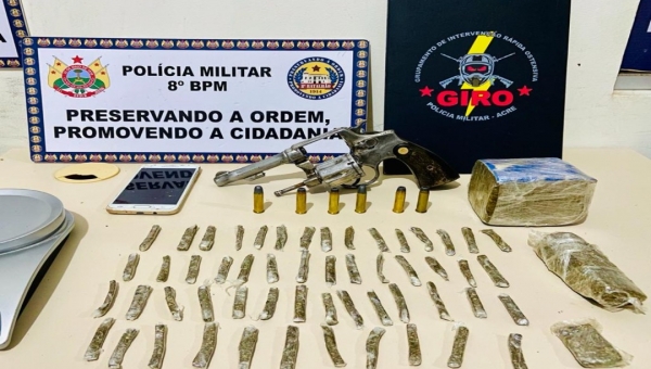 Polícia Militar apreende menor com arma de fogo e entorpecentes em Sena Madureira 