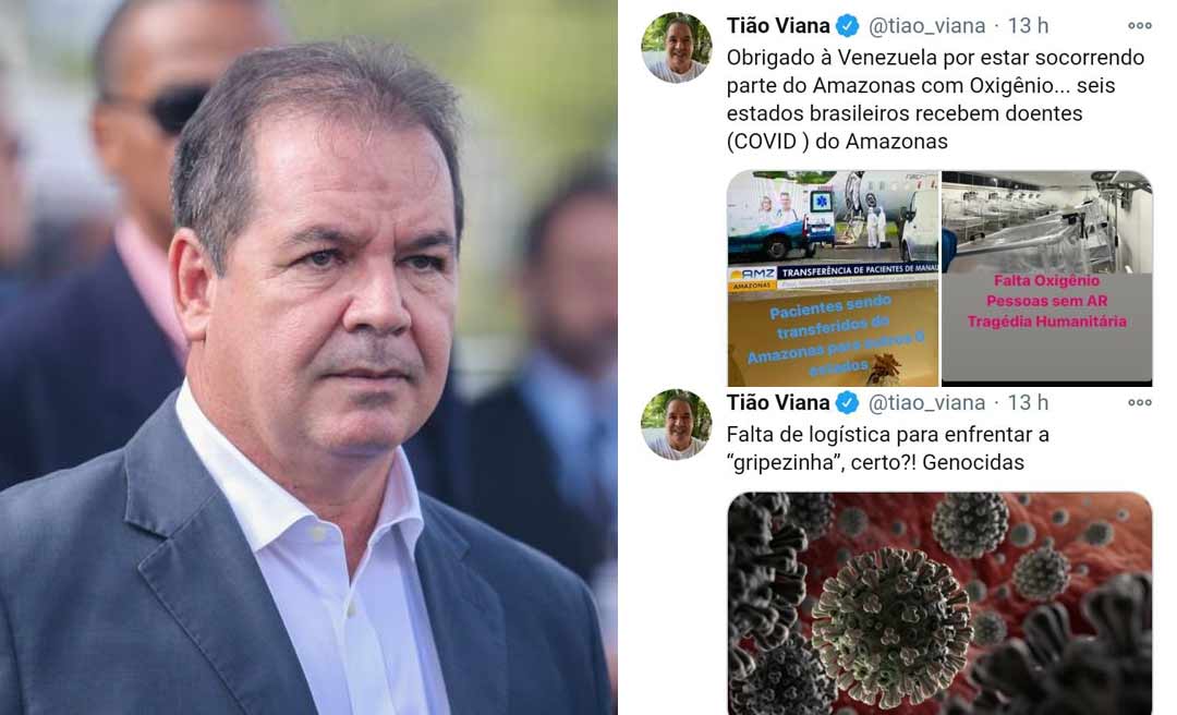 Tião Viana exalta Venezuela pelo envio de oxigênio a Manaus e detona governo Bolsonaro