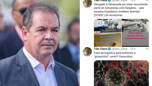 Tião Viana exalta Venezuela pelo envio de oxigênio a Manaus e detona governo Bolsonaro