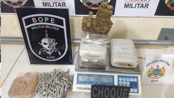 Em Rio Branco, homem é preso pela PM com quase 5 kg de drogas