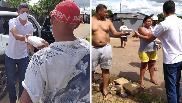 Deputado Calegário visita moradores atingidos pela alagação em Rio Branco e distribui almoço