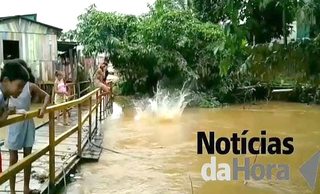 Crianças ignoram riscos de doenças e tomam banho em água contaminada de igarapé