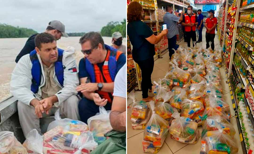 Major Rocha, Luiz Gonzaga, Mara Rocha e prefeitos do Alto Acre doam cestas básicas para desabrigados de Tarauacá e Cruzeiro do Sul