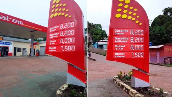 Após alta da Petrobras gasolina chega a R$ 8,20 em Marechal Thaumaturgo