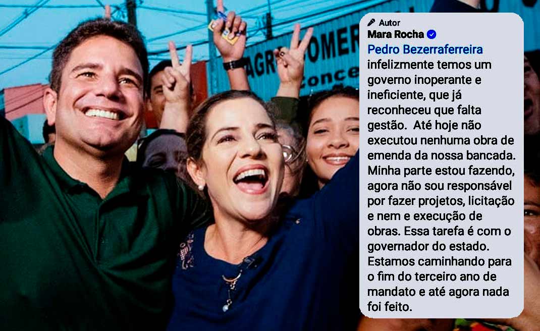 Mara Rocha volta a alfinetar Gladson e chama governo de “inoperante e ineficiente”