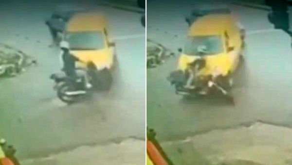 Câmera de segurança registra acidente na Avenida Ceará; motociclista ficou gravemente ferido