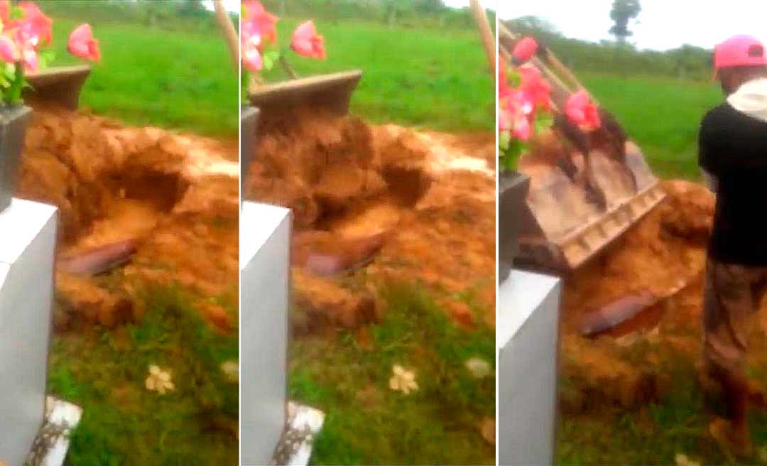 Idoso é enterrado com lama em cemitério de Capixaba