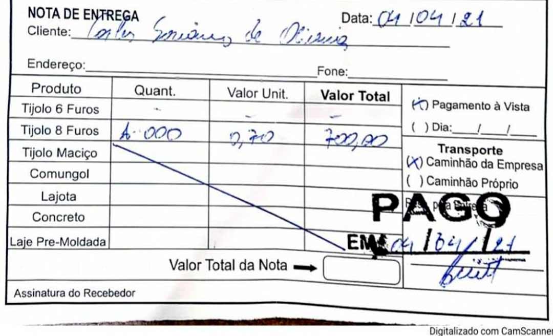 Estelionatário é preso acusado de vender tijolos sob encomenda e emitir notas fiscais falsas