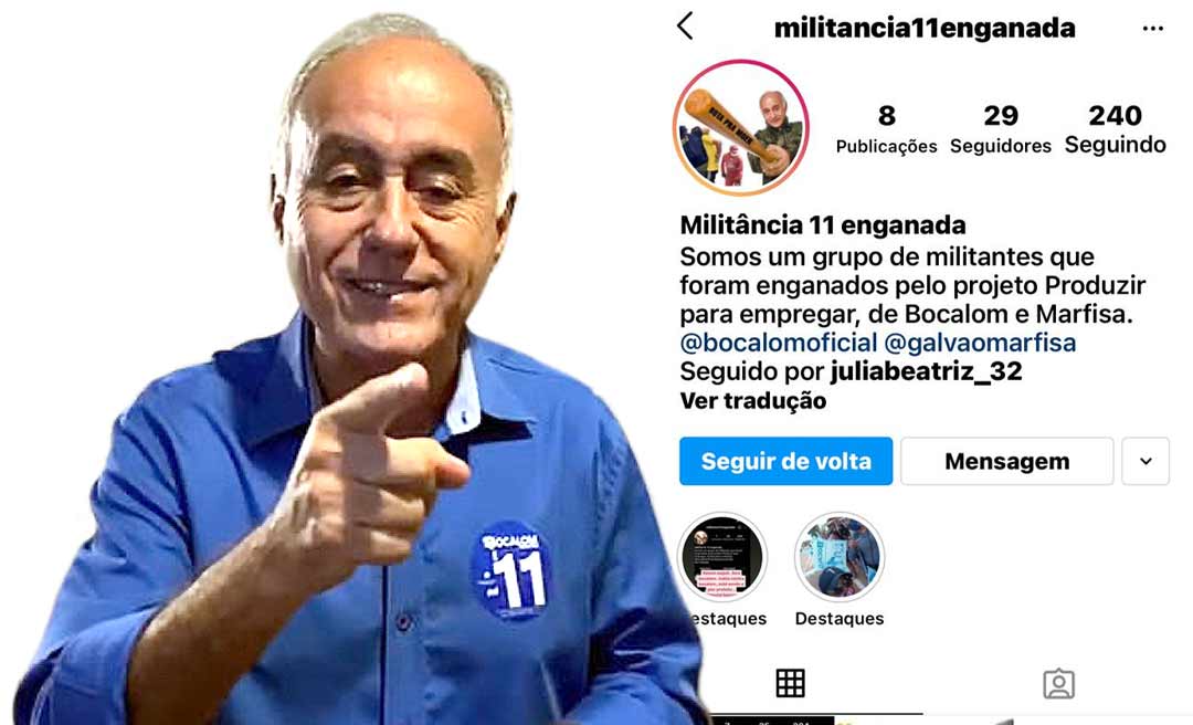 Militância enganada por Bocalom cria perfil no Instagram e Facebook e ‘detona’ prefeito nas redes