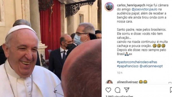 Papa Francisco faz piada sobre brasileiros: 'Não têm salvação. É muita cachaça e pouca oração'