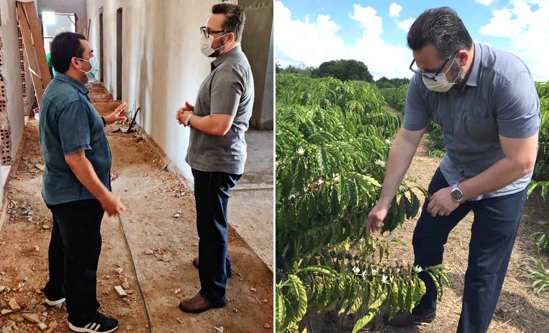 Em Mâncio Lima, Alan Rick visita obras do hospital e plantações de café do município