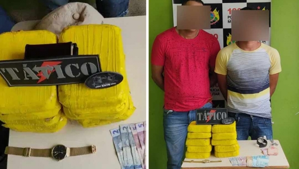 PM apreende 10 kg de cocaína no estepe de taxi na BR-364; dois são presos