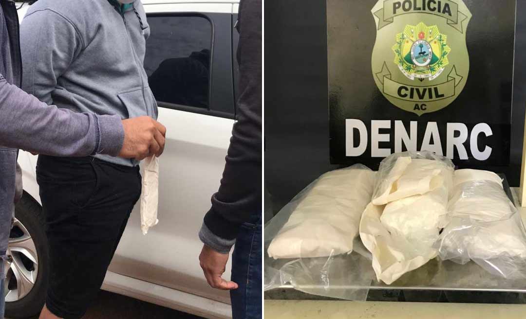 Agentes da Polícia Civil interceptam táxi com passageiro transportando cocaína presa ao corpo