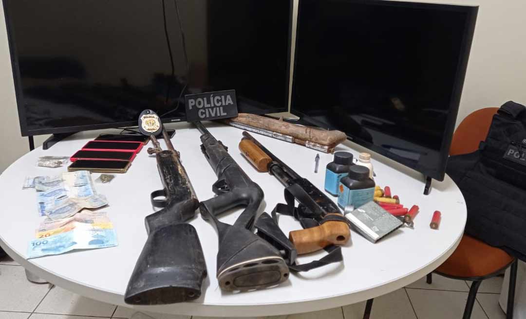 Policia Civil deflagra “Operação Audácia”, prende 06, apreende 07 armas, dinheiro e celulares e droga em Rio Branco, Capixaba e Bujari