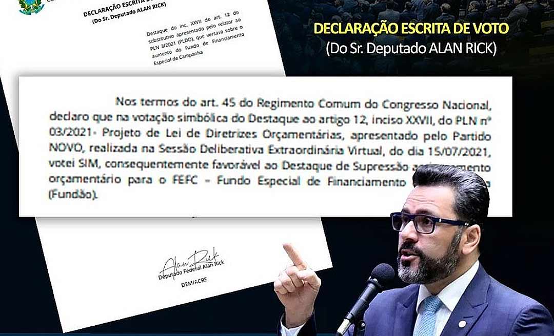 Alan Rick diz que votou contra o Fundão e desmente Leo de Brito sobre votação da LDO