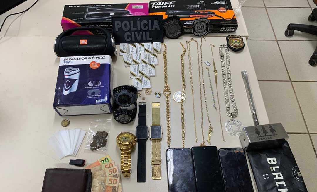 Operação da Polícia Civil prende duas pessoas e apreende diversos bens produtos de crime