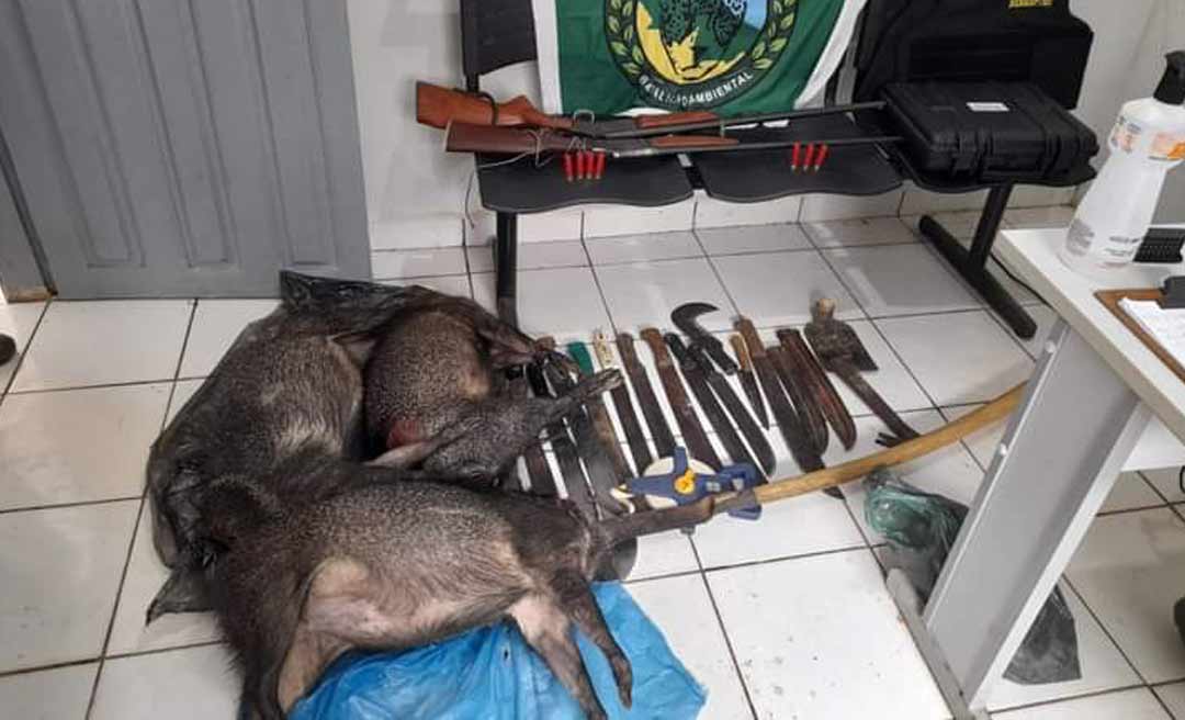 PM prende 22 invasores de terra, apreende armas de fogo, motosserras e animais silvestres abatidos em Acrelândia