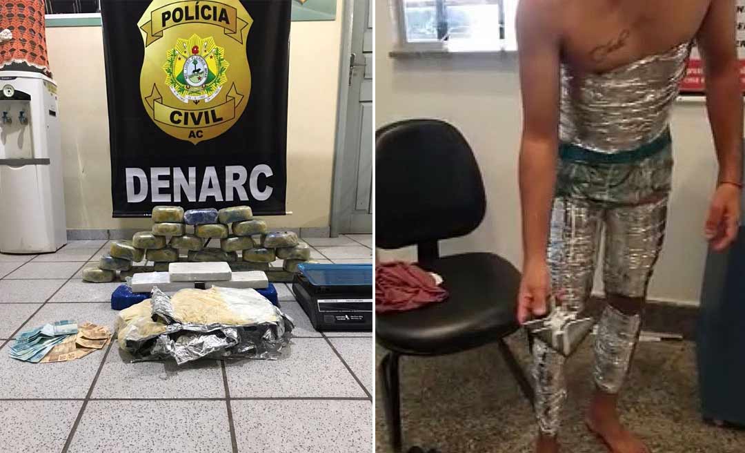 Casal é preso com mais de 30 de quilos de cocaína; homem tentava embarcar para Maceió no aeroporto de Rio Branco