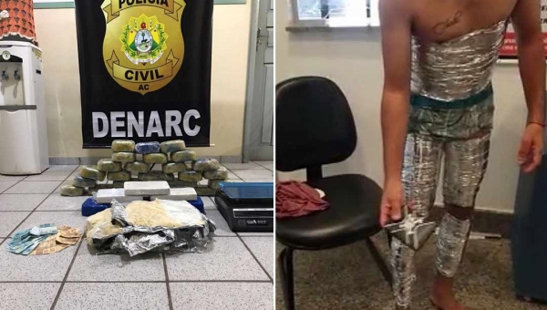 Casal é preso com mais de 30 de quilos de cocaína; homem tentava embarcar para Maceió no aeroporto de Rio Branco