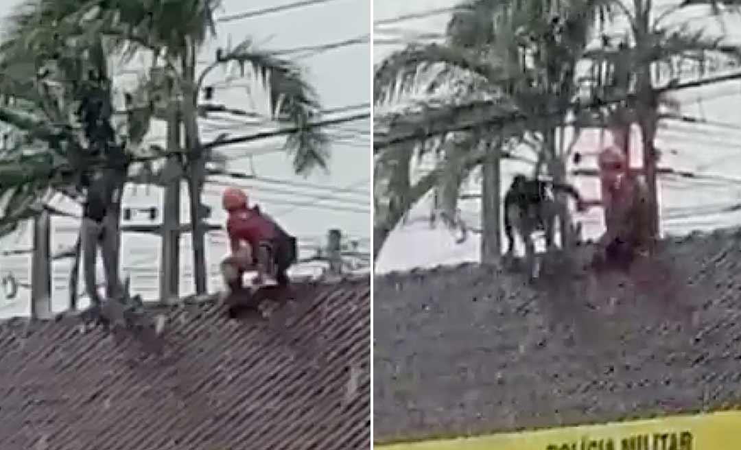 Corpo de Bombeiros impede homem de se jogar do telhado do Batalhão de Trânsito