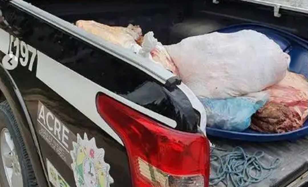 Mais de 200 quilos de carne bovina são apreendidos em Tarauacá; dois são presos pela Polícia