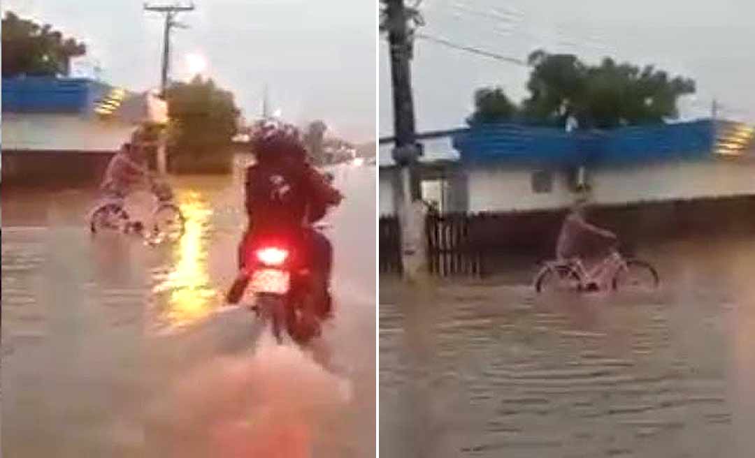 Chuva alaga ruas em Sena Madureira e gera transtornos