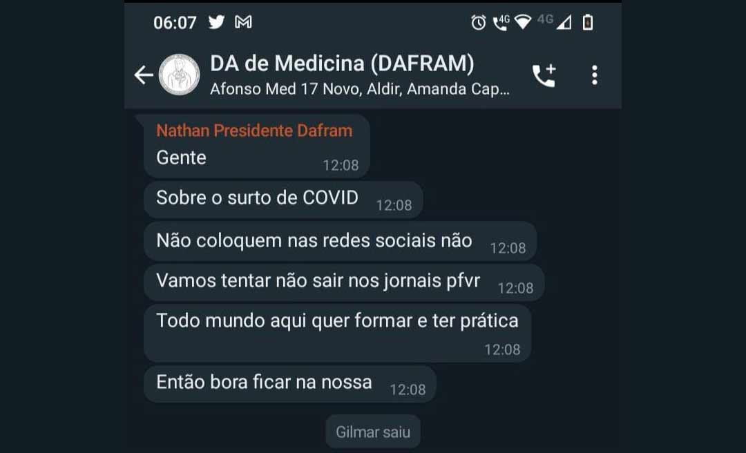 CASO DE POLÍCIA: Acadêmico de Medicina da Ufac revela que colegas com Covid-19 “contaminaram pacientes dos hospitais onde fazem internato”