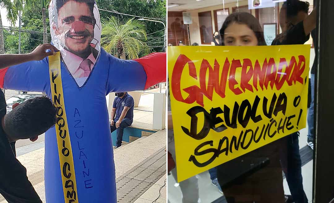 Com cartazes e boneco, Cadastros de Reserva da PC manifestam na Aleac