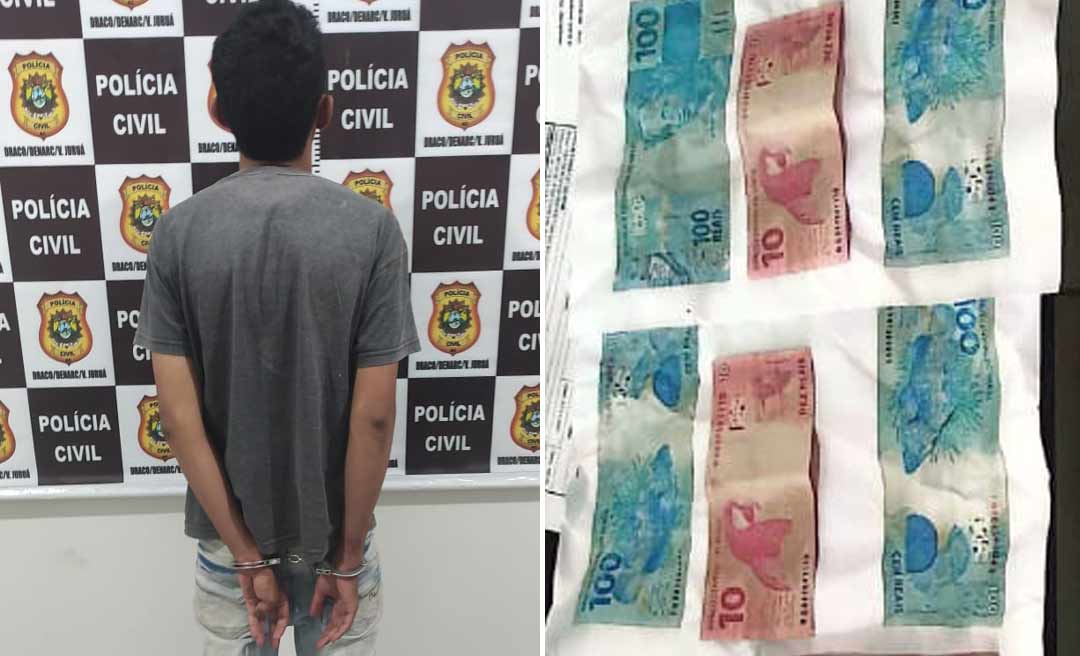 Polícia prende homem em flagrante tentando passar notas falsas em distribuidora