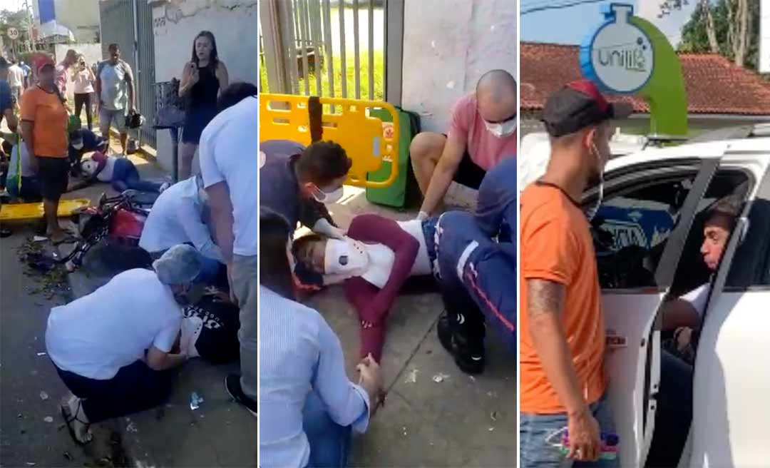 Advogado dirige embriagado, atropela motociclistas e só para ao bater em garagem de revenda de carros