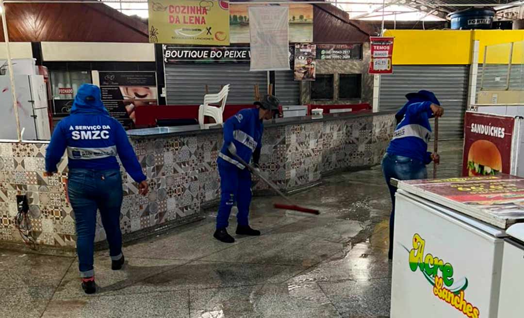 Prefeitura realiza os trabalhos de baldeação e sanitização nos mercados públicos de Rio Branco