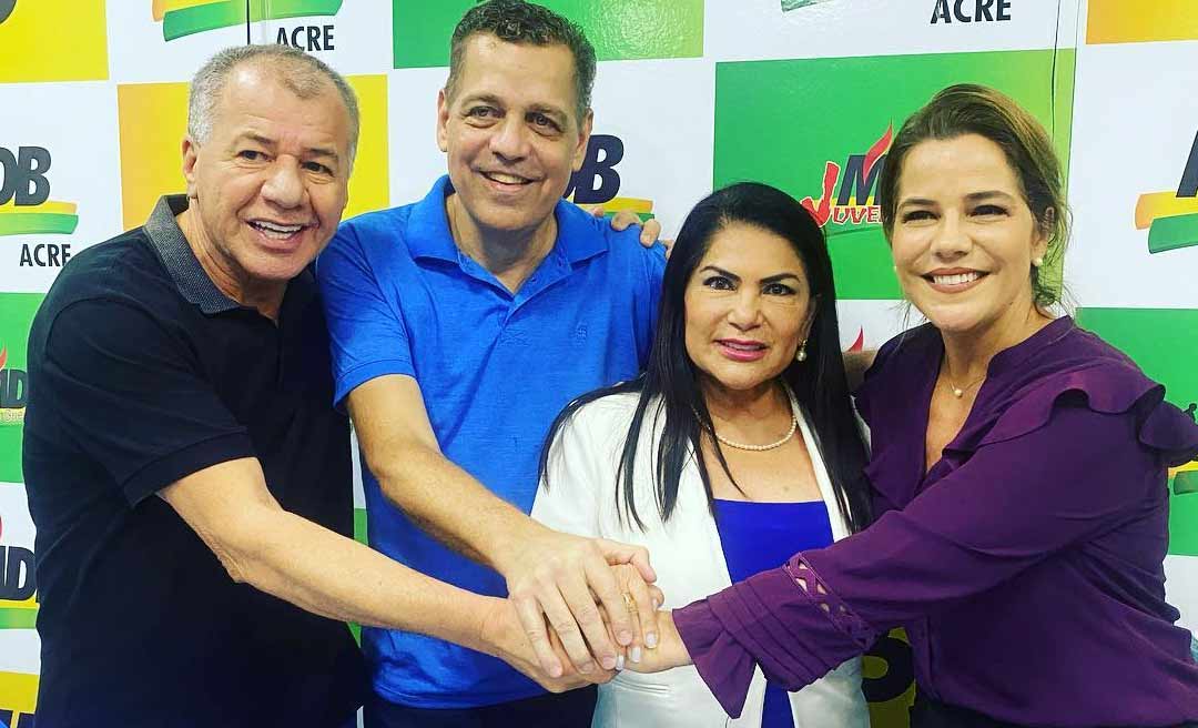 Antonia Sales dá boas-vindas a Rocha e Mara na sede do MDB e diz: “exército de lideranças”