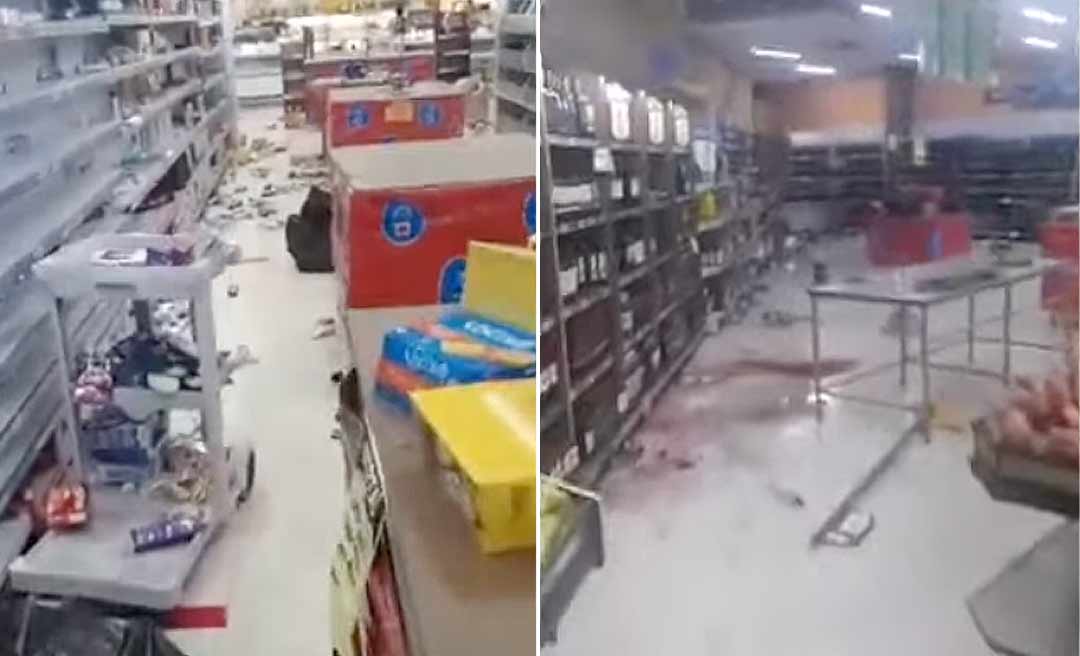 Supermercado é saqueado no Rio; vídeo mostra ação de dezenas de pessoas