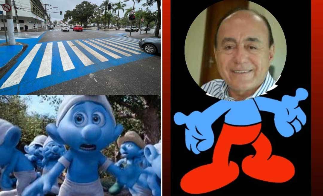 Após faixas de pedestres com fundo azul, Bocalom vira Papai Smurf na internet