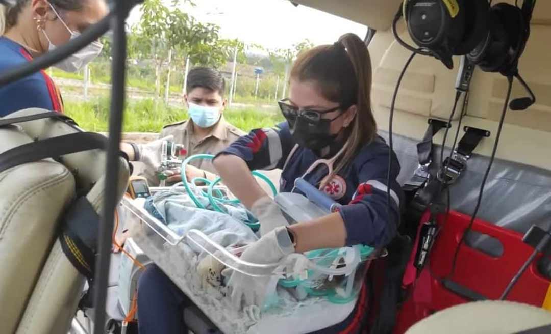 Bebê com problemas respiratórios é resgatado pelo helicóptero do Estado e levado ao PS de Rio Branco