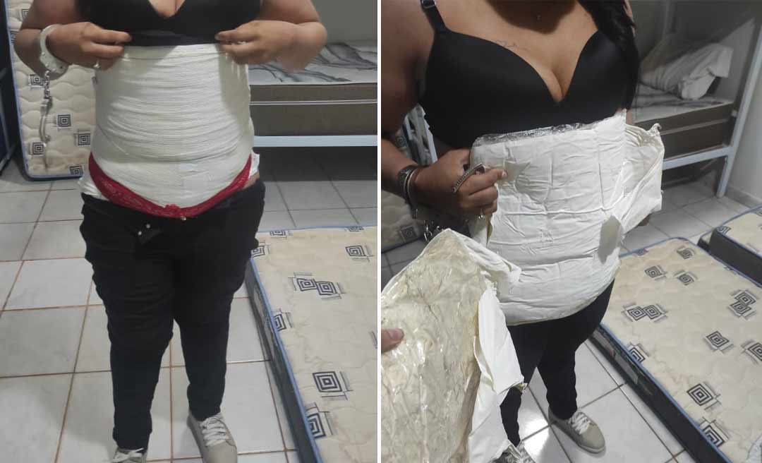 Mulher é presa pela PRF transportando mais de 3kg de cocaína na cintura, em Rio Branco