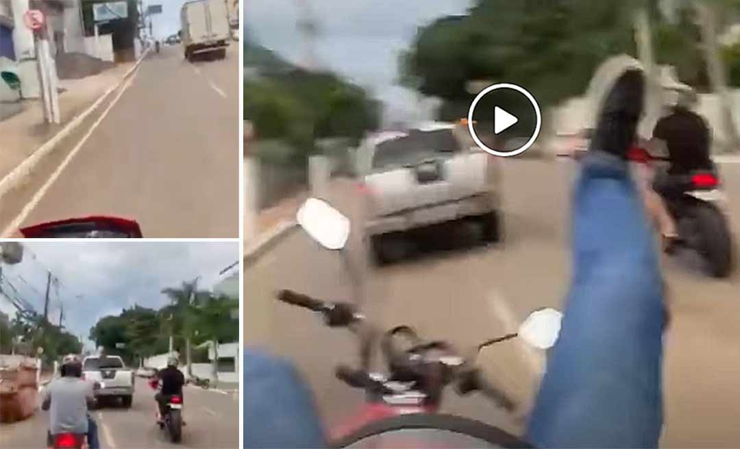 Motociclista filma seu próprio acidente no Centro de Rio Branco