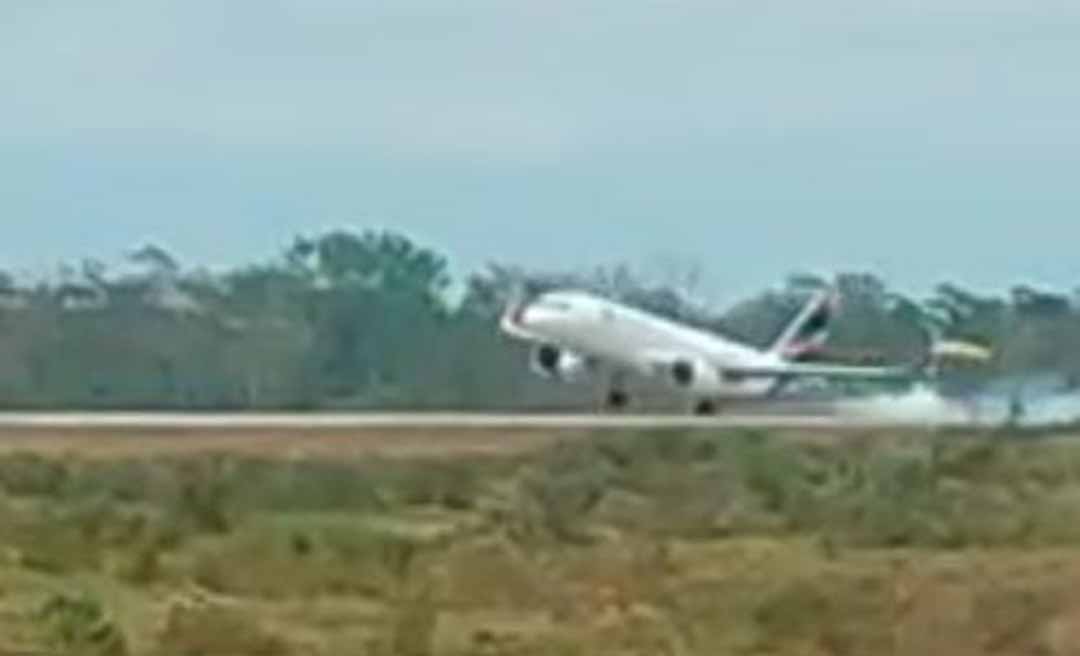 Que susto! Avião arremete por vento forte no aeroporto de Rio Branco; assista ao vídeo 