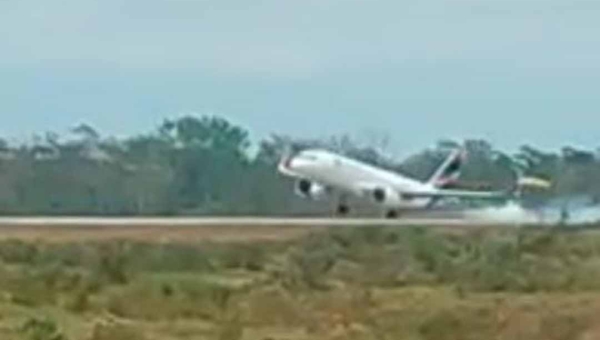 Que susto! Avião arremete por vento forte no aeroporto de Rio Branco; assista ao vídeo 