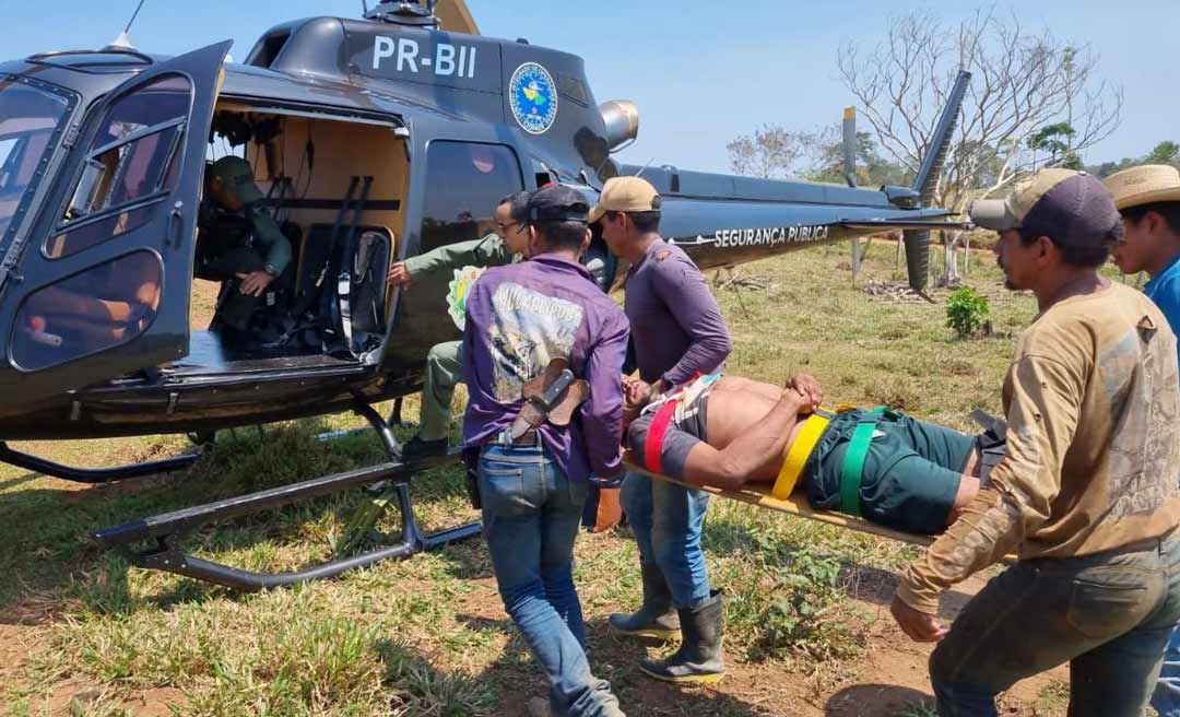 Helicóptero do Estado realiza resgate de emergência em Sena Madureira