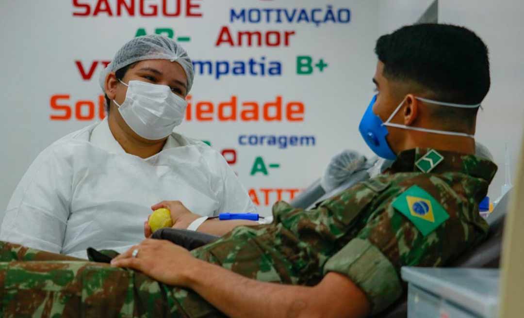 Hemoacre e Batalhão do Exército Brasileiro de Rio Branco realizam ação de doação de sangue