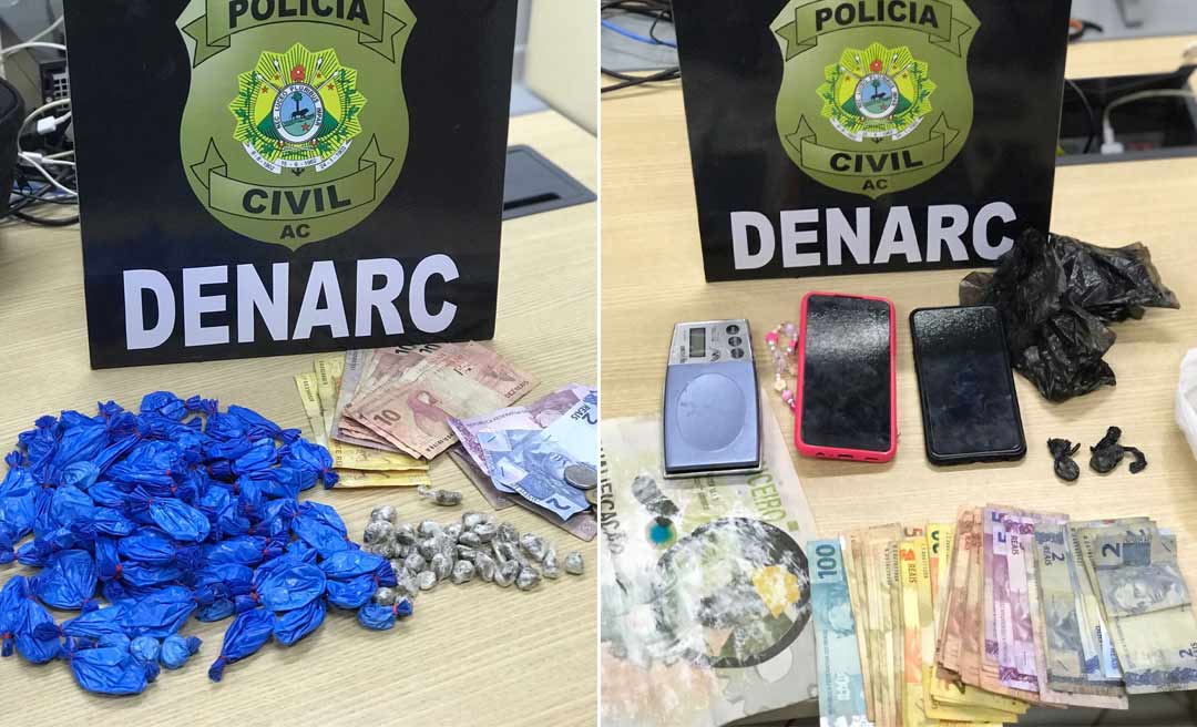 Polícia cumpre mandados de busca e apreensão e prende dois homens com drogas e dinheiro